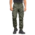 thumbnail image 2 of Cargo Tactical Jogger Pants for Men, Tapered Drawstring Elastic Waist Solid Color Outdoor Casual Trousers with Multi Pockets Green 4XL, 2 of 6