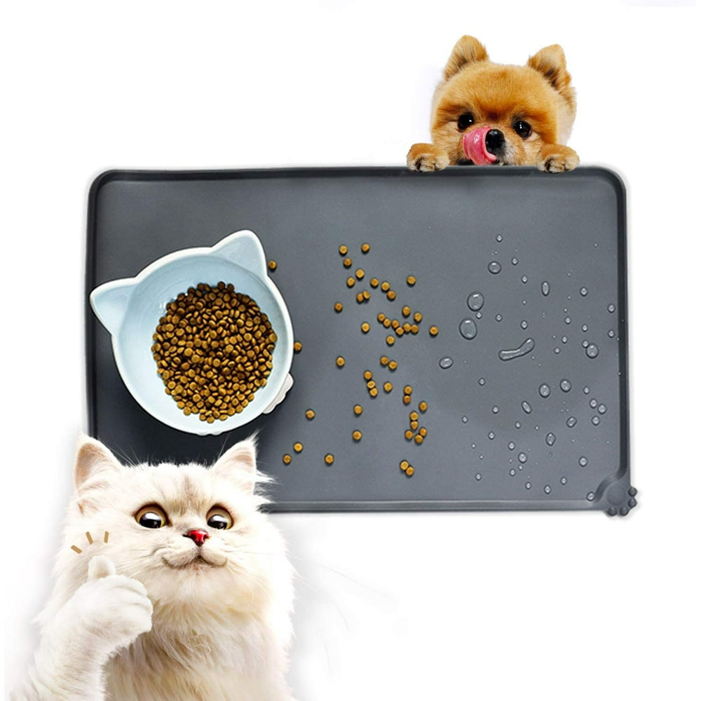 LNGOOR Silicone Dog Cat Food Mat for Floor Pet Waterproof Feeding Bowl