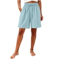 thumbnail image 3 of Binmer Women’s Drawstring Elastic Waist Casual Loungewear Shorts, Womens and Women's Mint Green,Size M-3XL, 3 of 7