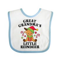 Inktastic Christmas Great Grandma's Little Reindeer with Candy Canes Boys or Girls Baby Bib