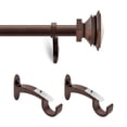 thumbnail image 5 of Deco Window 36 to 66 Inches Adjustable Curtain Rod for Windows with Square Finials & Brackets Set (1" Diameter, Brown), 5 of 6