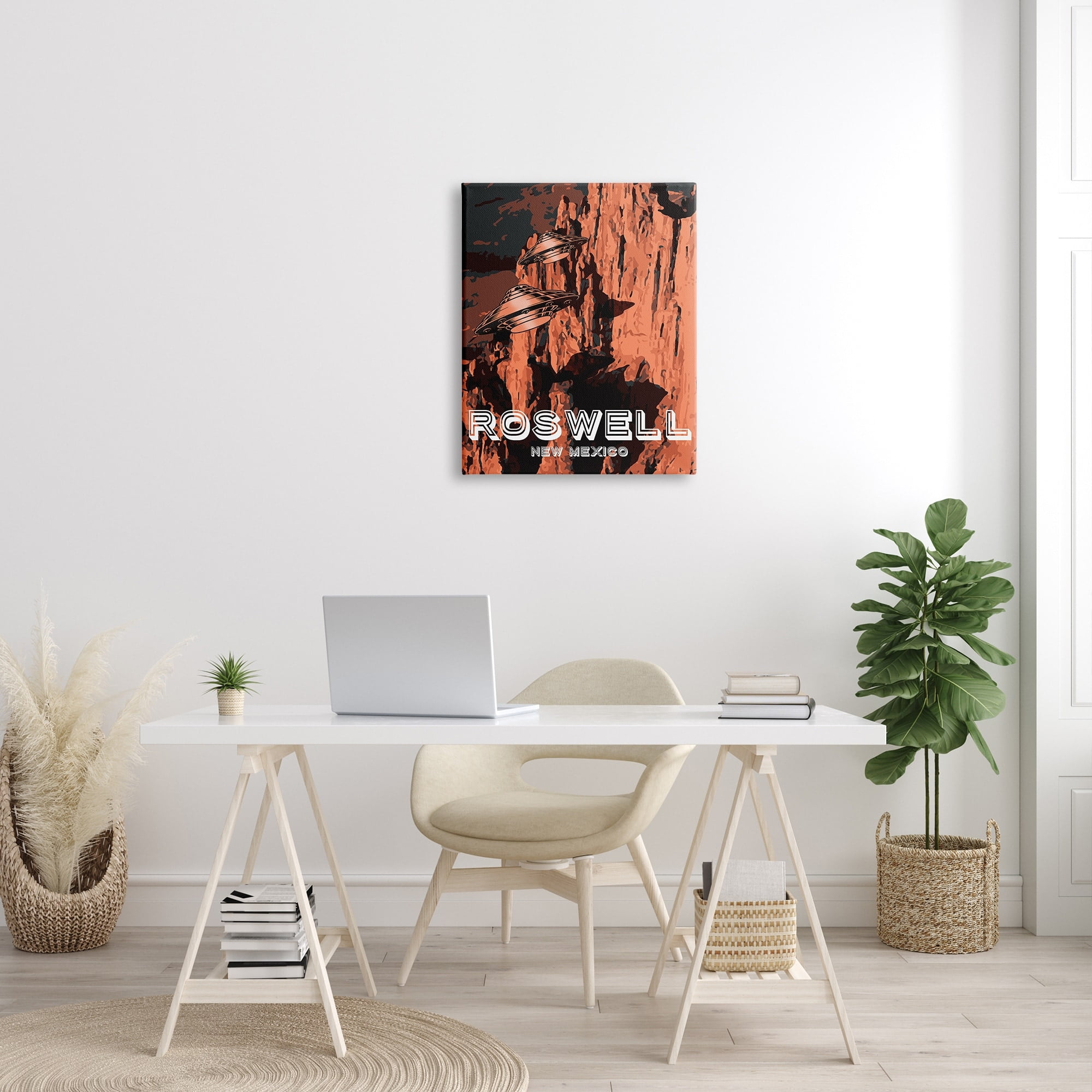 Stupell Industries Roswell New Mexico Desert UFOs Travel & Places Painting Gallery Wrapped Canvas Print Wall Art