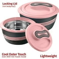 thumbnail image 5 of Pinnacle Thermoware 3-Pc 1qt, 2qts, and 2.6qts Insulated Bowl with Lid Casserole Dish Set, Pink, 5 of 8