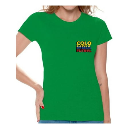 Awkward Styles Colombia Futbol Shirt for Women Colombian Soccer Tshirt Colombia Shirts for Women Colombia 2018 Tshirt Colombian Soccer 2018 Colombia Gifts Gifts from Colombia Colombian Flag (Best Women In Colombia)
