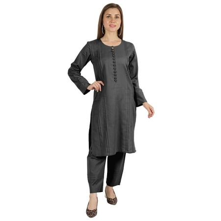 

Moomaya Solid Kurta Pajama Set For Women Ethnic Set Full Sleeve Indian Formal Cotton Clothing