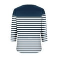 thumbnail image 5 of Royisotas 3/4 Sleeve Womens Plus Tops Fall Casual Striped Navy Women's Blouses Loose Fit Comfy V-Neck Tshirts, 5 of 5
