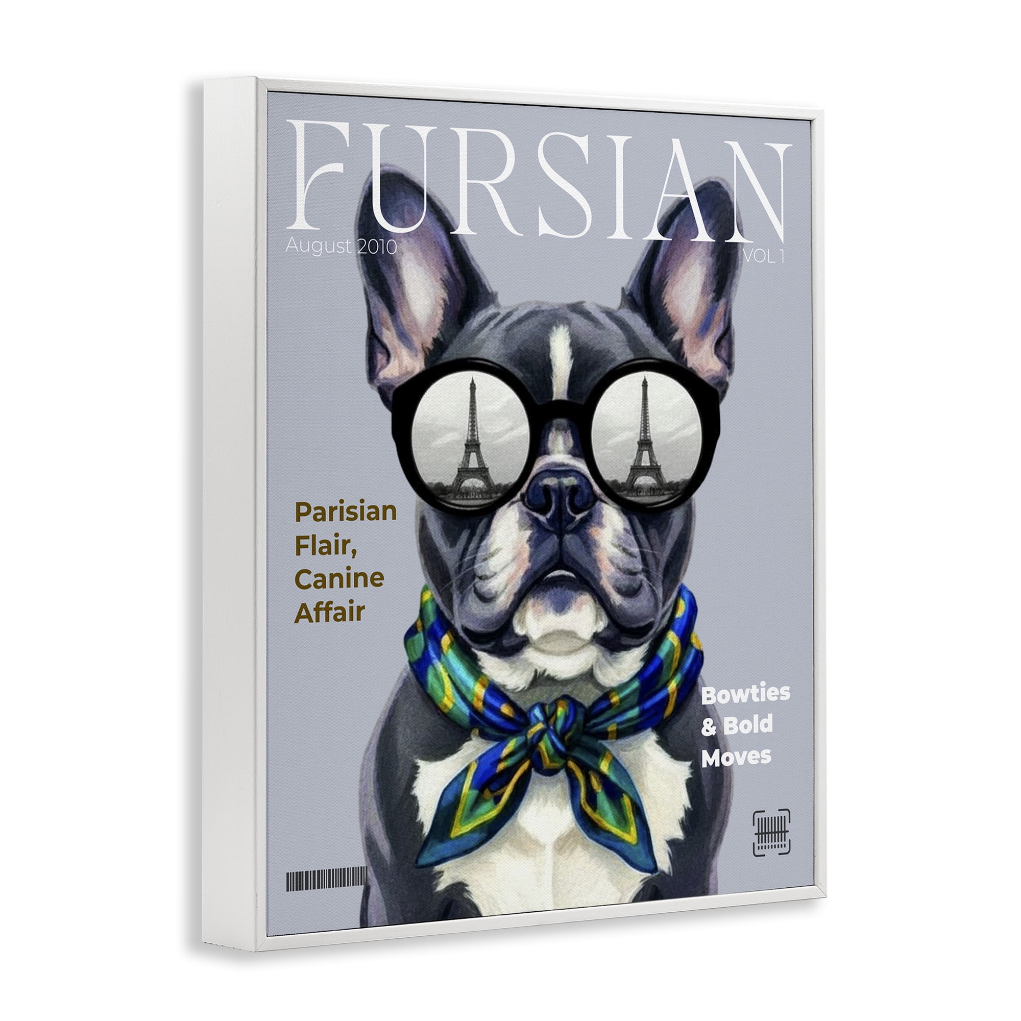 Stupell Industries Fursian Dog Fashion Magazine White Framed Giclee Art, design by A Barefoot Stylist