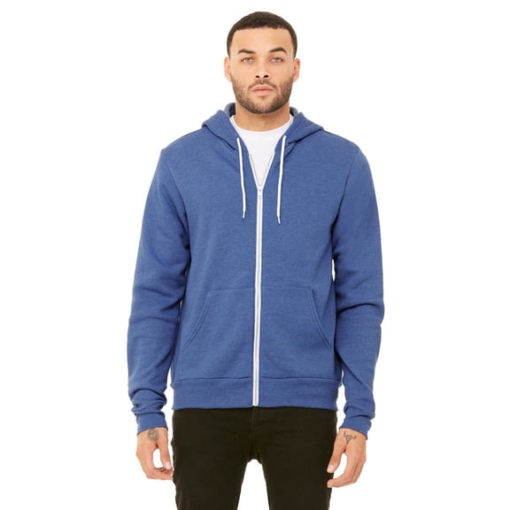 The Bella   Canvas Unisex Poly-Cotton Fleece Full-Zip Hoodie - HEATHER TRU ROYL - S