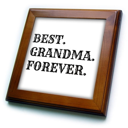 3dRose best grandma forever, black lettering on white background - Framed Tile, 6 by (Best Black And White Art)