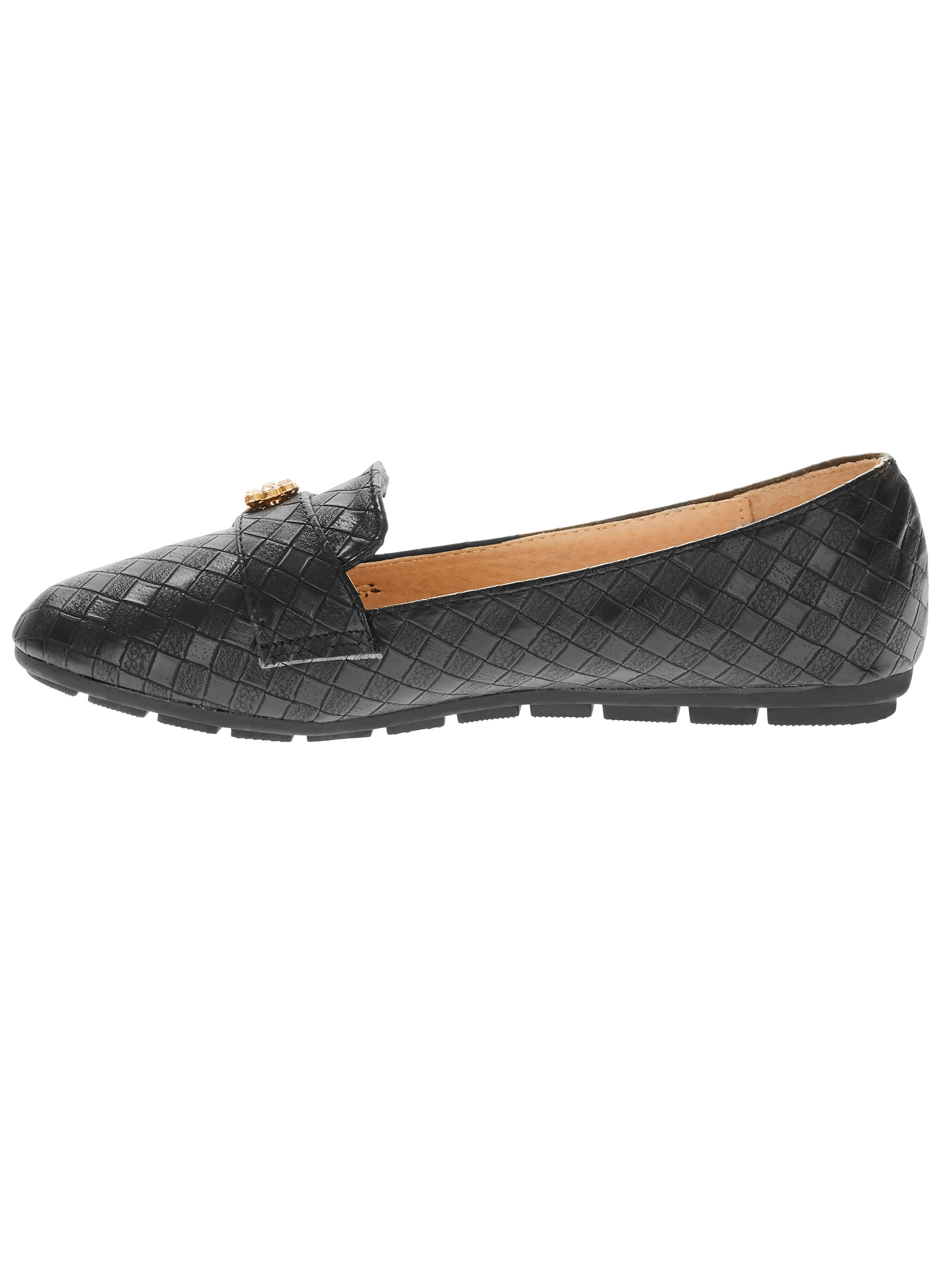 Victoria K Women's Squared Textured Rhinestone Embellishments Ballerina Flats
