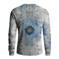 thumbnail image 6 of Wutalume Men's Round Neck Ribbed Knit Pullover, Long Sleeve Retro Texture Print Sweater, Comfortable Stretch Top for Casual and Smart Casual Wear,Light Gray 4XL, 6 of 7