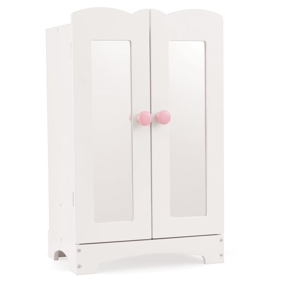 KidKraft Wooden Lil' Doll Armoire with 6 Hangers, Furniture for 18-inch Dolls - White