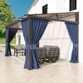 thumbnail image 7 of Kullavik 10' × 14' Hardtop Gazebo for Patio, Wall-Mounted Lean to Gazebo Pergola with Sloping Roof and Durable Aluminum Frame, Large Heavy Duty Awnings for Decks Backyard, Navy Blue, 7 of 7