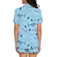 thumbnail image 3 of Garronmavis Cartoon Sharks Pajama Set for Women Summer Short Sleeve Pjs Set Comfy Lounge Set Notch Collar Sleepwear with Pockets, 3 of 7