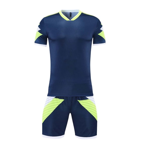 Odeerbi Kids Teen Boys Girls Mesh Quick Dry Soccer Uniform Set Color Block T-Shirt Shorts Breathable Athletic Sportswear for 5-15 Years
