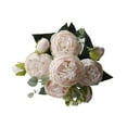 thumbnail image 4 of CoudarTitie Artificial Faux Rose Bouquet, Elegant 5 Flower Heads Artificial Roses for Indoor Light Pink, 4 of 9