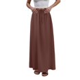 thumbnail image 5 of GEWSEY Flared Maxi Skirt with Back Slit - Elastic Waist Drawstring Long Flowy Ankle-Length Skirt (Brown, L), 5 of 9