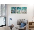 thumbnail image 2 of Blue Birch Trees Wall Art Forest Landscape Picture Modern Canvas, Nature Teal Abstract Painting Artwork 12"x16"x3 Panels Framed for Bathroom Living Room Bedroom Home Office Wall Decor, 2 of 6