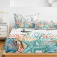 thumbnail image 6 of Twin Sze Fitted Sheet Set - Marine Life 2 Piece Bedding Sets 16" Deep Pocket Fitted Sheet with 1 Pillowcase, Nautical Underwater Coral Shell Starfish Watercolor Brushed Microfiber Hotel Bed Sheets, 6 of 9