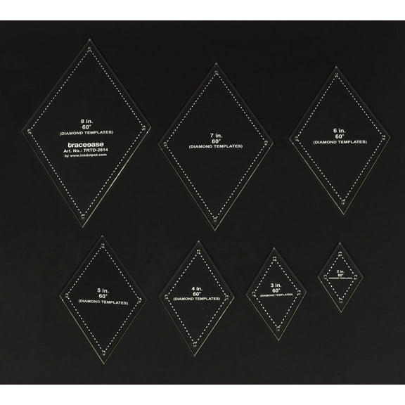 Traceease 7 Pcs Diamond Quilting/ Applique Template 2"/3"/4"/5"/6"/7"/8" inches DIY Sewing Quilt Patchwork Templates for Quilting-- 1/8" Thick Template