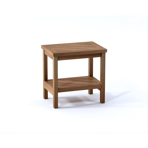 18" Berlin Luxury Solid Teak Wood Shower Bench with Shelf