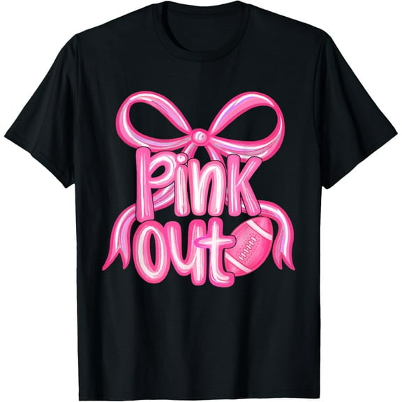 Pink Out Football Bow Preppy Breast Cancer Awareness Women T-Shirt