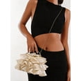 thumbnail image 3 of Women's Elegant Ruffle Evening Clutch Bag with Metal Handle, Floral Inspired Handbag for Wedding Party Prom, 3 of 7