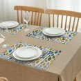 thumbnail image 3 of Blue Leaf and Vine Pattern Summer Placemats Table Placemats Set Of 4-Linen Kitchen Washable Placemats Table Mats 11.8"x17.7" Non-Slip Heat Resistant, 3 of 6