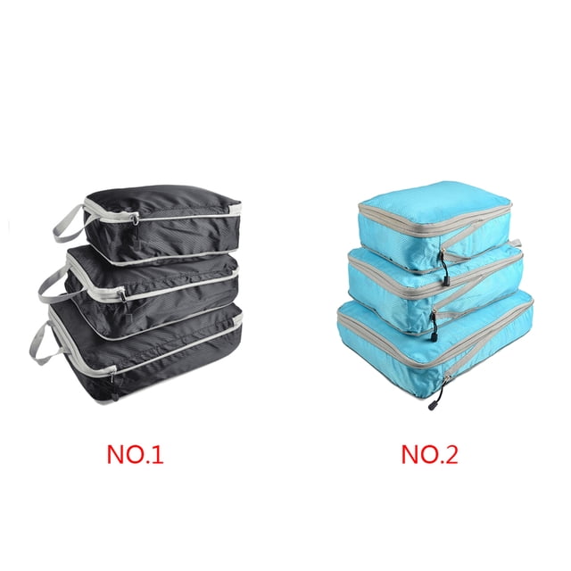 3 Pieces Packing Cubes Set Travel Luggage Packing Organizer Packing Organizer; Travel Travel Compression Suitcase Bags - Lake Blue