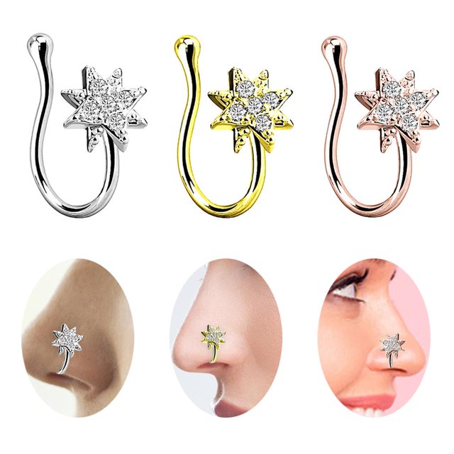 Anillos Falsos Fernando 18G Acero Inoxidable para nariz No Perforado 3 Piezas