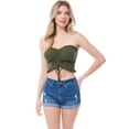 thumbnail image 3 of MixMatchy Women's Sexy Frill Knot Front Knit Strapless / Strap Tube Crop Top, 3 of 6