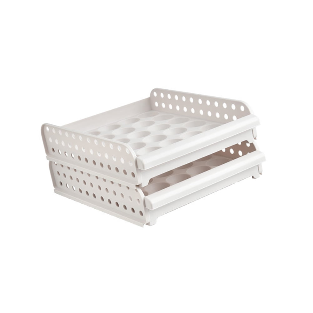 SOPOTUTU Egg Holder For Fridge Egg Storage Box White PP 1 Set