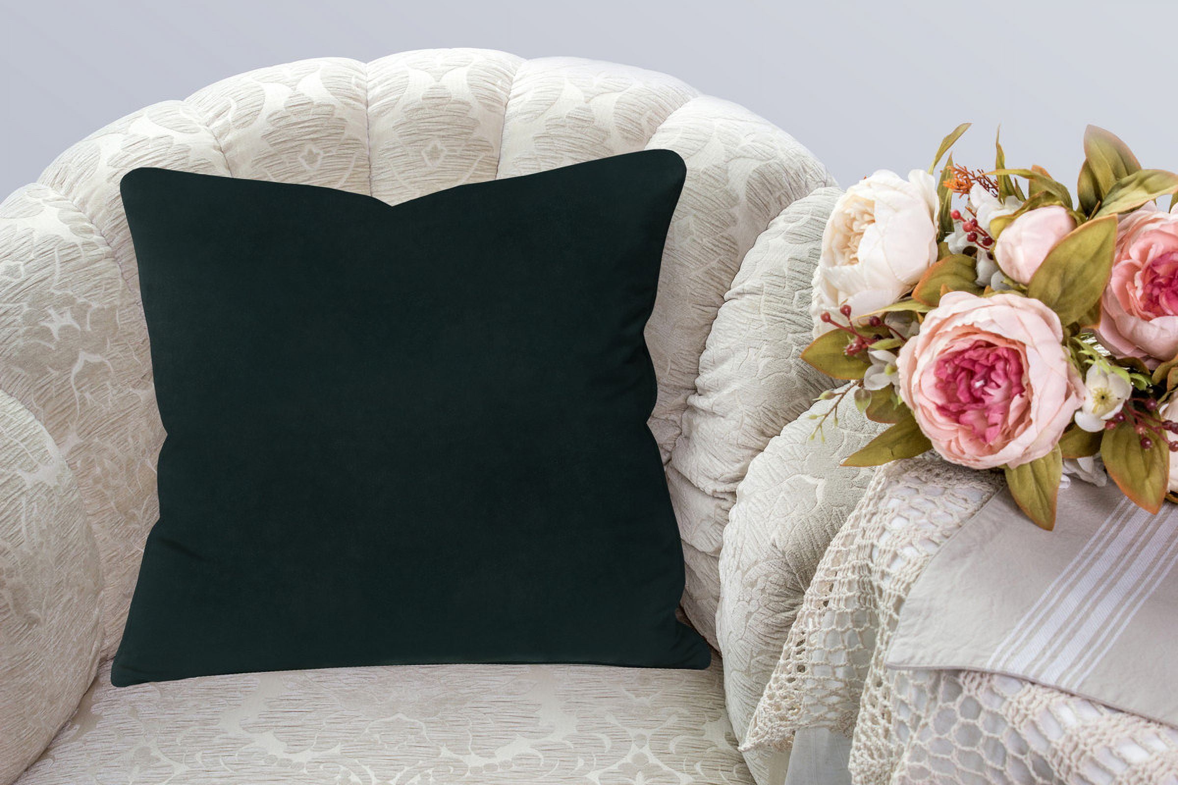 A1HC Set of 2 Luxurious Soft Velvet Throw Pillow Covers Only, 22"x22", Green, Decorative Cushion Covers with Hidden YKK Zipper for Sofa or Bed
