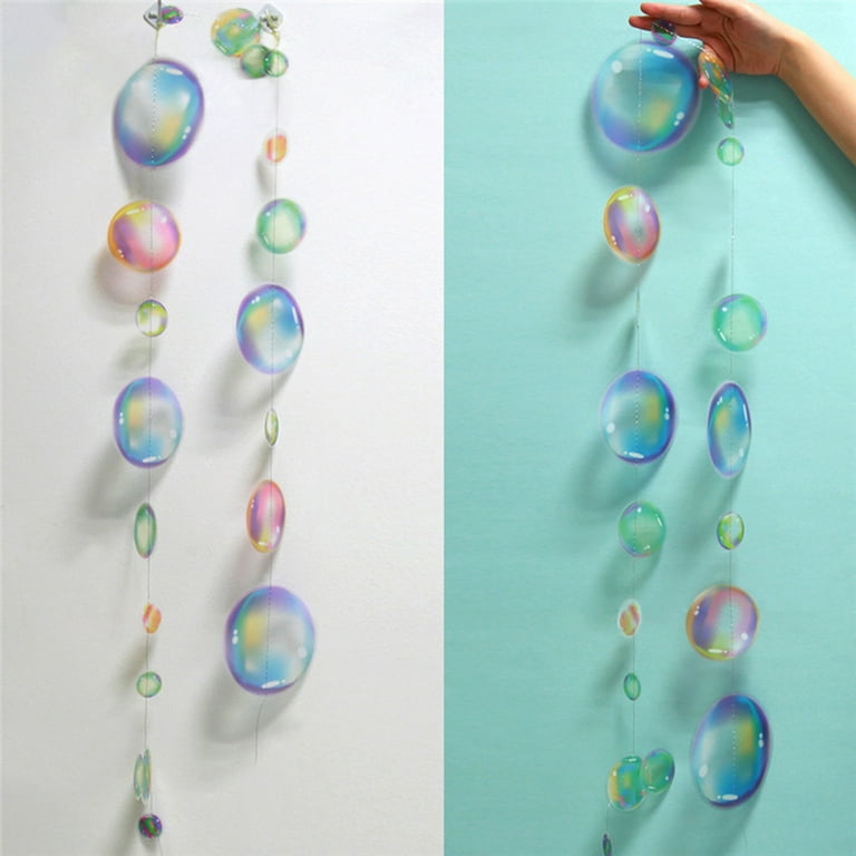 Visland 2PCS Flat Under the Sea Bubble Garland for Little Mermaid Party  Decor Floating Hanging Bubbles Streamer Pool Ocean Kids Birthday Baby  Shower Bday Wedding Baby Shower Decor,6.56FT 
