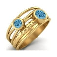 thumbnail image 2 of 4mm Round Swiss Blue Topaz Handmade Split Shank Band 925 Sterling Silver Gold Vermeil Dual Stone Women Valentines Day Gifts Ring, 2 of 4