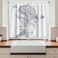 thumbnail image 2 of Ambesonne Tattoo Kitchen Curtains, Woman Floral Botanical Art, 55"x45", Dark Purple and White, 2 of 3