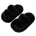 thumbnail image 3 of Hessimy Girl'S Fuzzy Fluffy Slippers Open Toe Cross Band Soft Plush House Slippers Kids Slippers Cow Slippers Toddler Slippers Girl Warm Cool Indoor Shoes For Winter (Black,28), 3 of 6