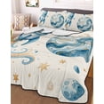 thumbnail image 3 of Quilts Twin Size Bedding Set, Beige Space Rocket Lightweight Quilted Comforter, Modena Abstract Universe Planet Soft Reversible Bedspread Coverlet with Pillow Covers for All Season, 68" x 86", 3 of 7