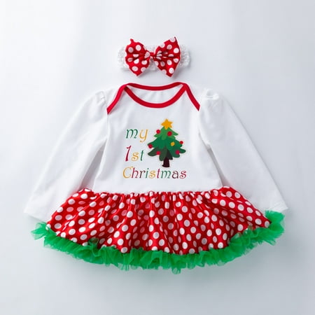 

Augper Toddler Dress Winter Fall Dresses Clearance Toddler Newborn Baby Girls Princess Letter Tutu Dress Christmas Outfits Set Green