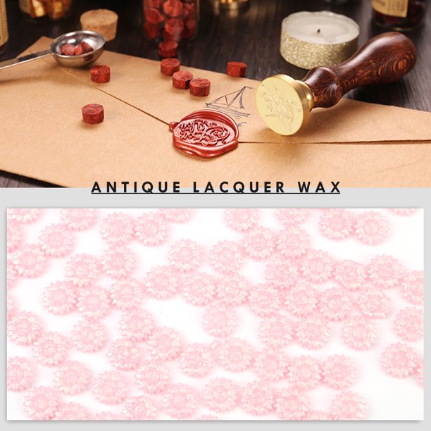 Sello de cera de color con brillo de cera de lacre creativo para tarjeta postal de boda (rosa)