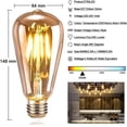 thumbnail image 4 of Bombilla LED Edison, 1 bombilla LED E27, lámpara decorativa vintage, lámpara de bombilla antigua retro Edison ST64, 4 W, filamento LED blanco cálido para restaurante, cafetería, bar, bombillas incandescentes esquí esquí Gafas de esquí, 4 of 5