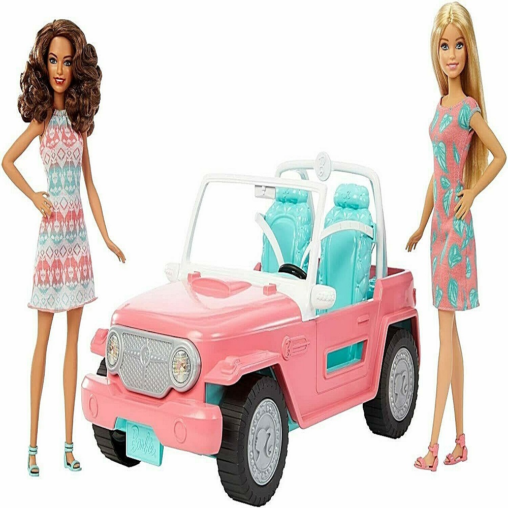 barbie jeep with 2 dolls