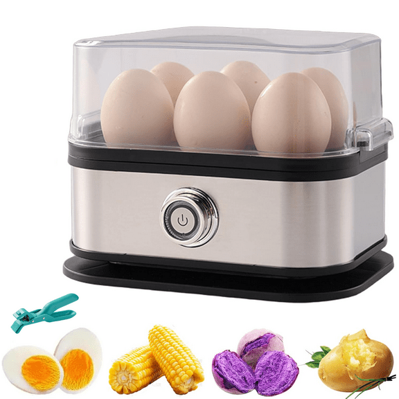 Multifunctional single-sided omelet, fast electric egg cooker, can cook 6 eggs, stainless steel electric egg cooker, can cook three types of eggs: soft, medium and hard.