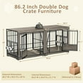thumbnail image 3 of 86.2" Double Dog Crate Furniture for 2 Dogs,  Wooden Dog Kennel with Adjustable Bowls, Dog Crate Wooden TV Stand End Table for Large, Gray, 3 of 7