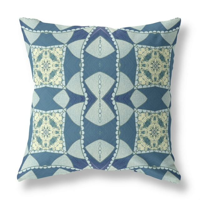 Amrita Sen CAPL489FSDS-ZP-20x20 Cosmic Circle Sprays Suede Zippered Pillow with Insert Blue Green Cream