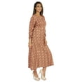 thumbnail image 2 of Bimba Robe Maxi Imprimée pour Femmes, Patte de Boutonnage avant, Robe Ethnique, Robes Décontractées en Rayonne, 2 of 7