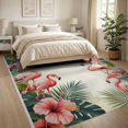 thumbnail image 3 of ODIKA 8'x10' Washable Area Rug Flamingo Tropical Welcome Motif With Boho Floral And Botanical Accents for Dining Room, Large Office, Lounge, Non-Slip Chair-Friendly Mat, 3 of 7