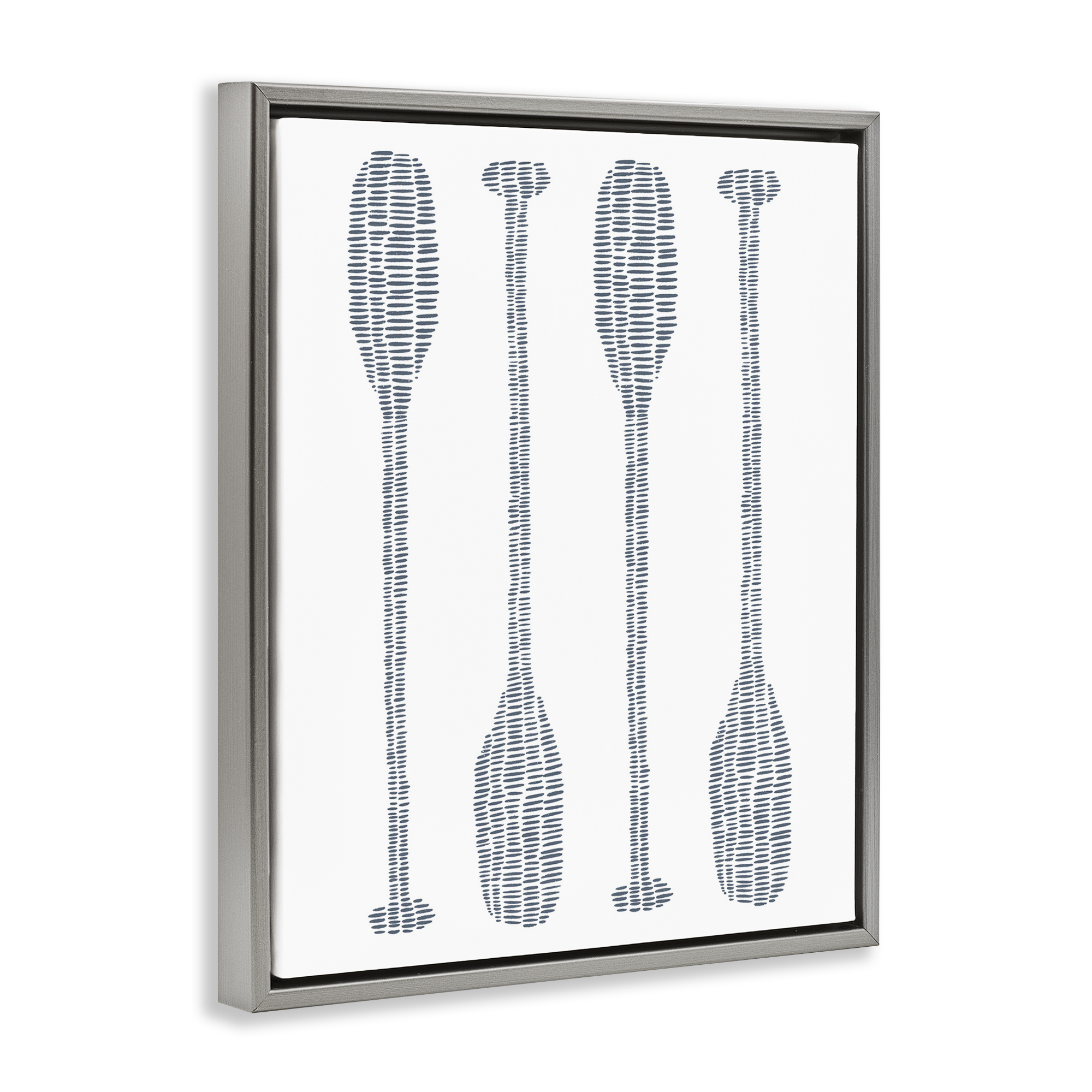 Stupell Industries Minimal Boat Oars Coastal Painting Gray Floater Framed Canvas Art Print Wall Art, 17 x 21