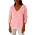 thumbnail image 3 of Fleece Pullover Women Fuzzy Cozy Sweaters for Women V Neck Sweatshirts Thermal Warm Oversized Tops, 3 of 6