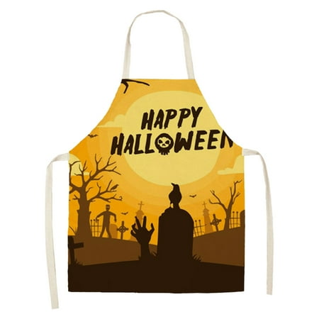 

Clearance Sale Jiikun 1×Halloween Apron Apron Sleeve Halloween Cooking Apron Halloween Party Decorations Apron Scary Monster Face Bats Baking Bbq Apron Adjustable Kitchen Aprons for Women Men
